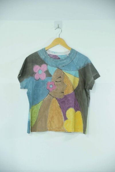 เสื้อเพ้นท์สีธรรมชาติย้อมโคลนทะเลลาย2 (ลีลาฝ้าย)