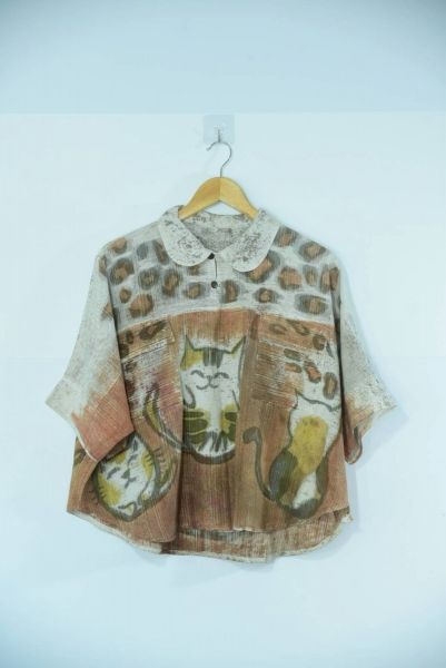 เสื้อเพ้นท์สีธรรมชาติย้อมโคลนทะเลลาย3 (ลีลาฝ้าย)