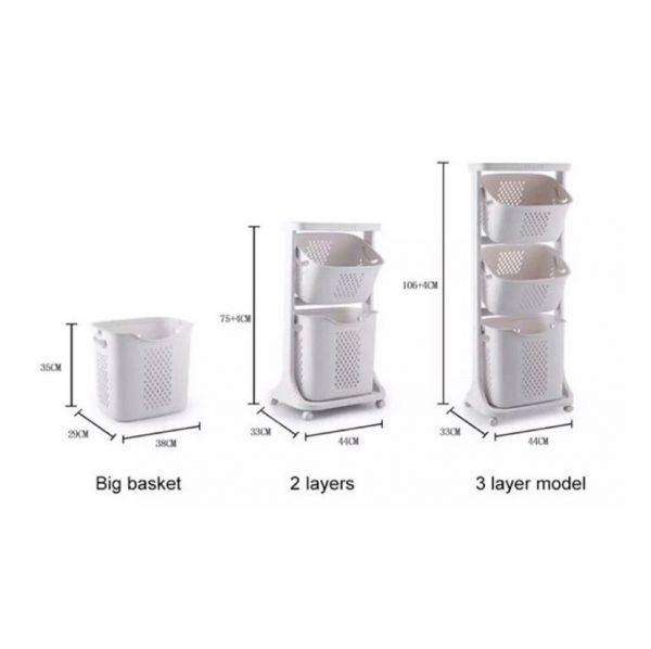 ชุดตะกร้าแยกผ้าขาว-ผ้าสีพร้อมล้อเลื่อนหมุนได้350องศา